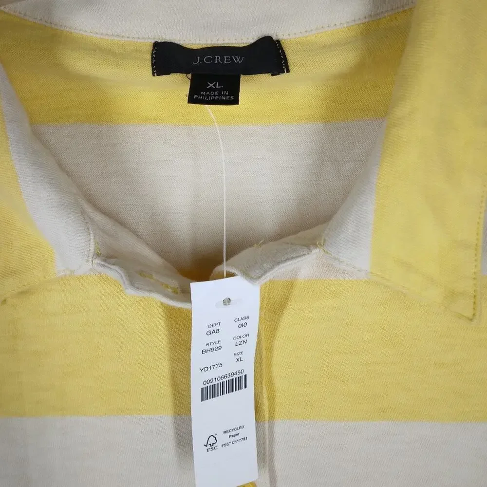 NWT J Crew Fitted Button Front Rugby Striped Shirt size XL